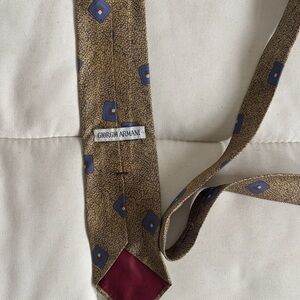 Giorgio Armani Tan and Blue Geometric Tie